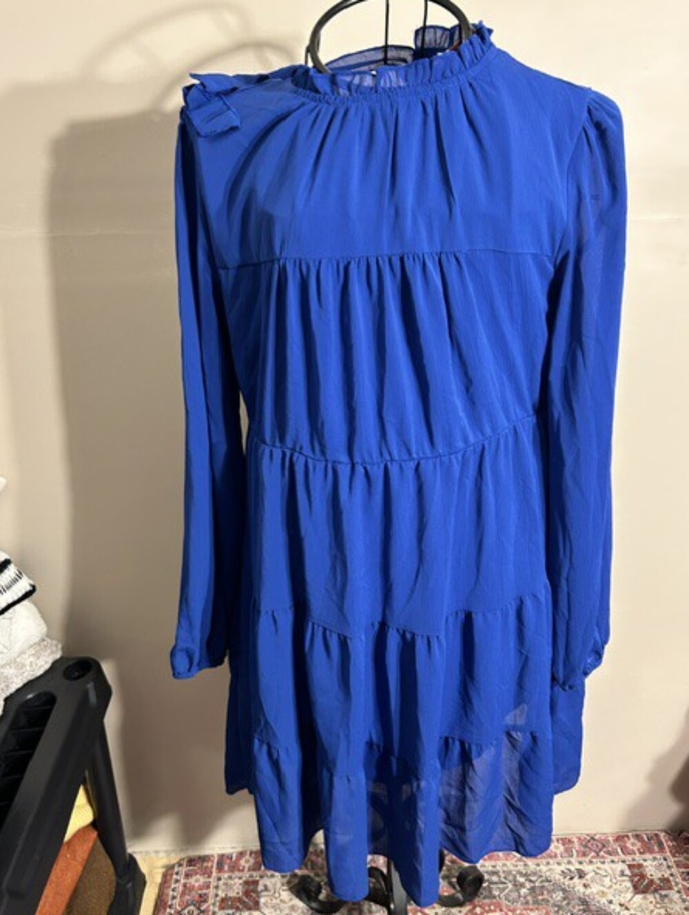 size small womens blue dress career summer long sleeve